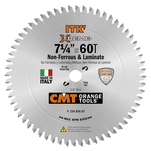 CMT 254.056.07 7-1/4" NON-FERROUS / LAMINATE BLADE B=5/8" T=60 TCG NEG