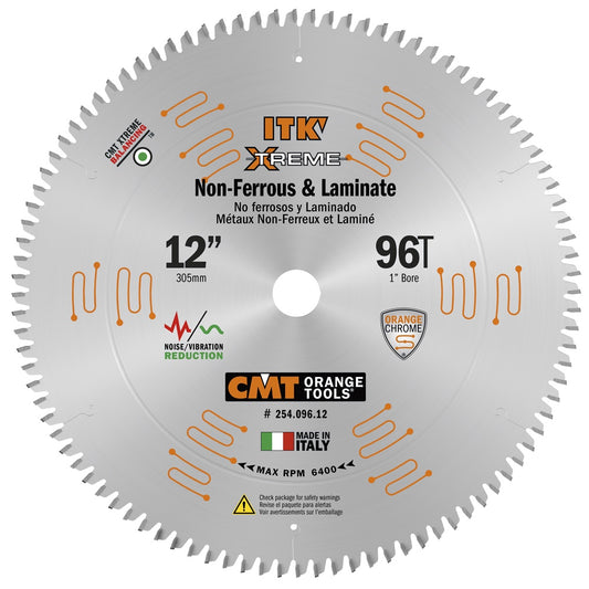 CMT 254.096.12 12" ITK XTREME Non-Ferrous Laminate Blade – 96T TCG Negative, Chrome-Coated