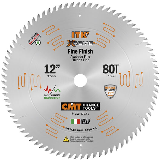 CMT 252.072.12 12" ITK XTREME FINE-FINISH BLADE B=1" T=80 ATB