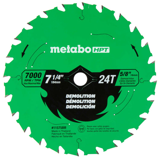 METABO 115758M  HPT Demolition 7-1/4 Inch 24-Tooth Saw Blade