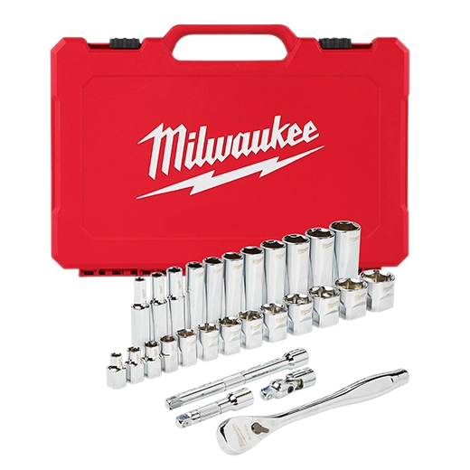 MILWAUKEE 48-22-9408 3/8" Drive 28pc Ratchet & Socket Set- SAE