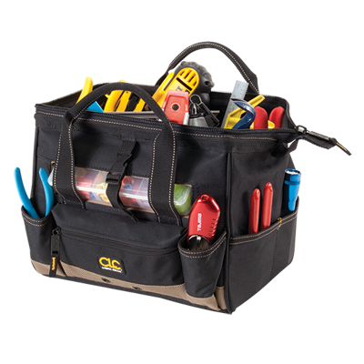 CLC 1533 21 Pocket 12″ Tool Bag with Top-Side Plastic Parts Tray