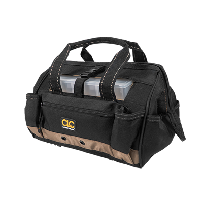 CLC 1533 21 Pocket 12″ Tool Bag with Top-Side Plastic Parts Tray