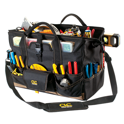 CLC 1535 18″ TOOL BAG W/  TOP-SIDE PLASTIC PARTS TRAY TRAY
