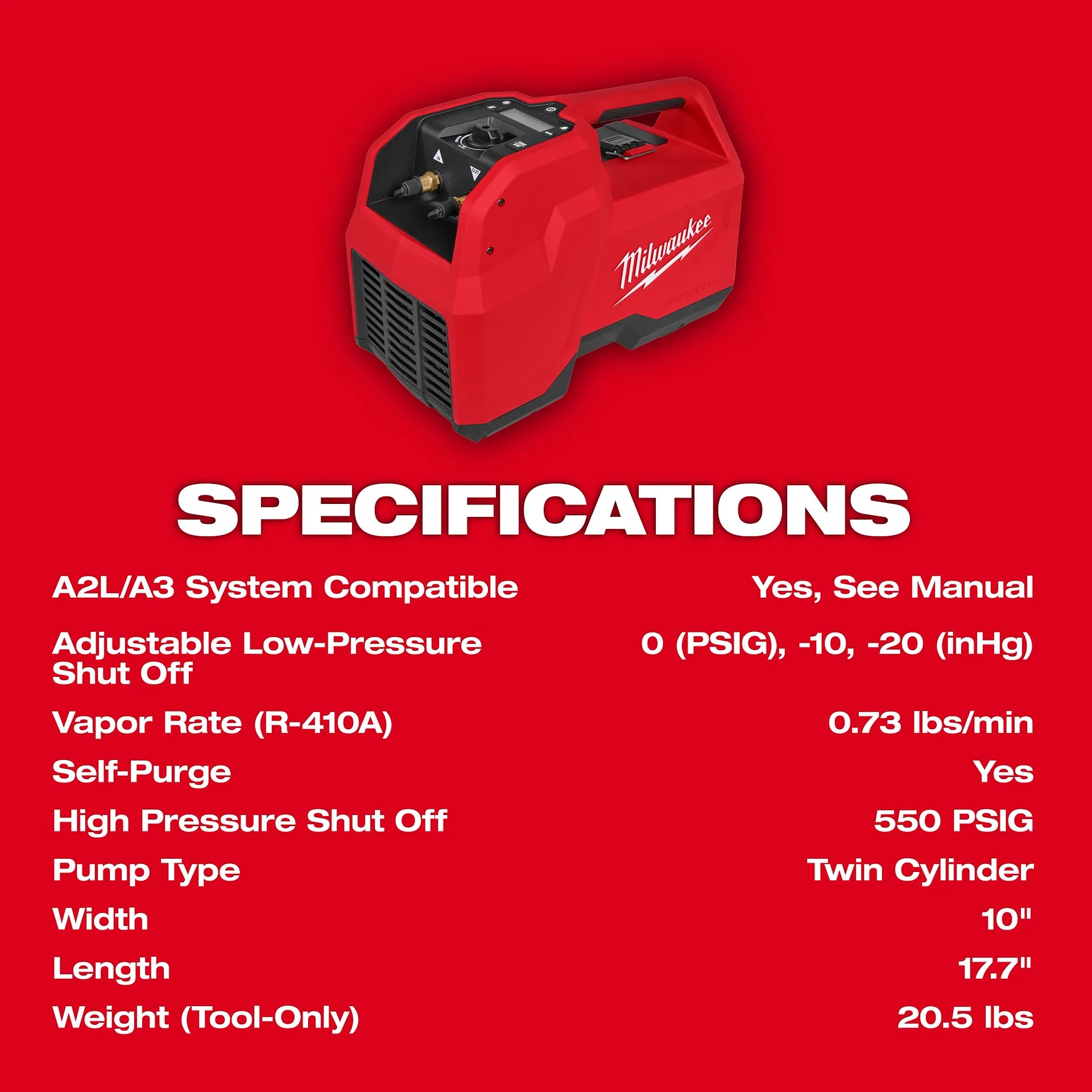 MILWAUKEE 2938-21 M18™ Brushless Refrigerant Recovery Machine Kit