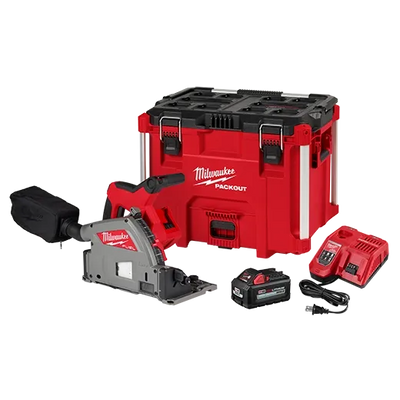 MILWAUKEE 2831-21 M18 FUEL 18V Lithium-Ion Brushless Cordless 6-1/2 in. Plunge Track Saw PACKOUT Kit with One 6.0 Ah Battery