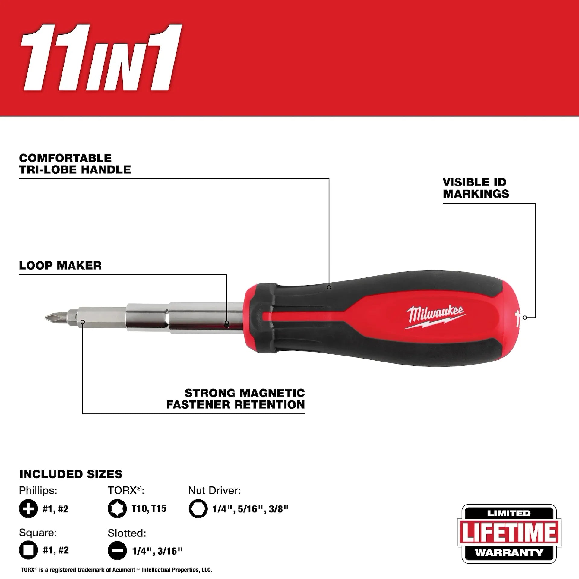 MILWAUKEE 48-22-2914 11-in-1 Magnetic Multi-Bit Screwdriver