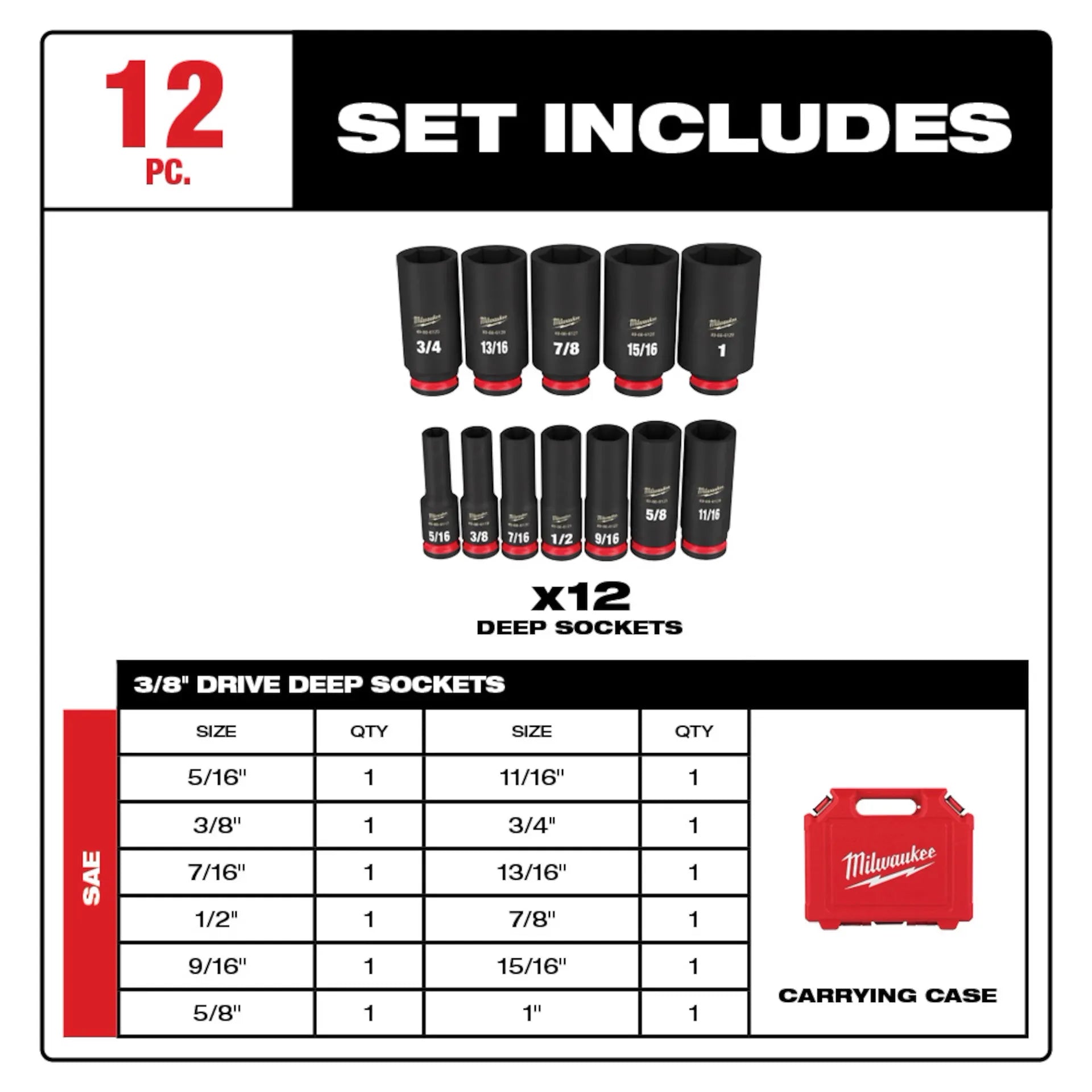 MILWAUKEE 49-66-7006 12PC SHOCKWAVE™ Impact Duty 3/8