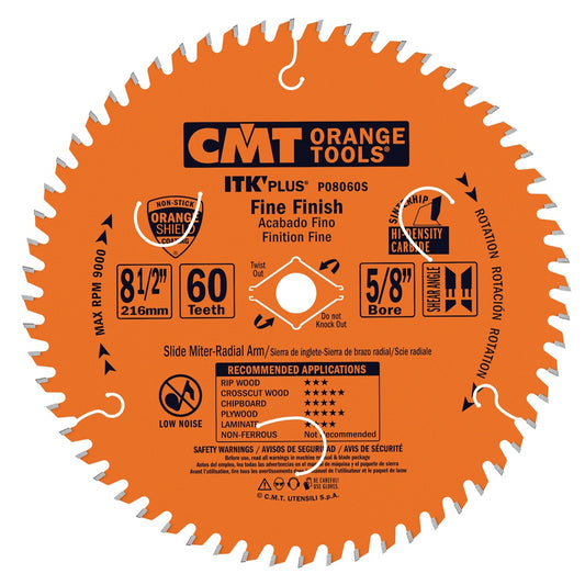 CMT P08060S 8-1/2" ITK-PLUS FINISH BLADE B=5/8" T=60 ATB+SHEAR