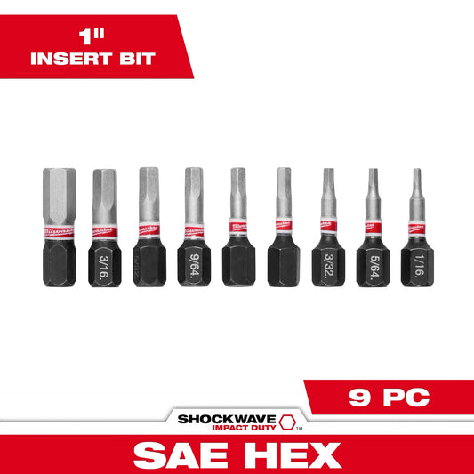 MILWAUKEE 48-32-4616 9PC SHOCKWAVE™ Impact Duty 1" Hex Insert Bit Set
