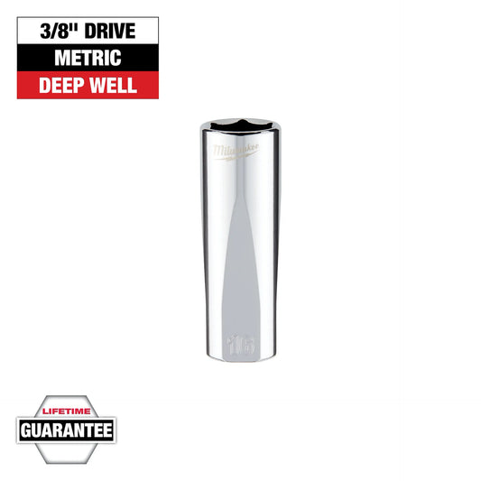 MILWAUKEE 45-34-9095 3/8" Drive 16mm Metric Deep Socket with FOUR FLAT™ Sides