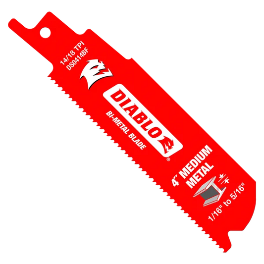 DIABLO DS0414BF5 4" 14/18TPI Bi-Metal Reciprocating Saw Blades for Medium Metal (5-pk)