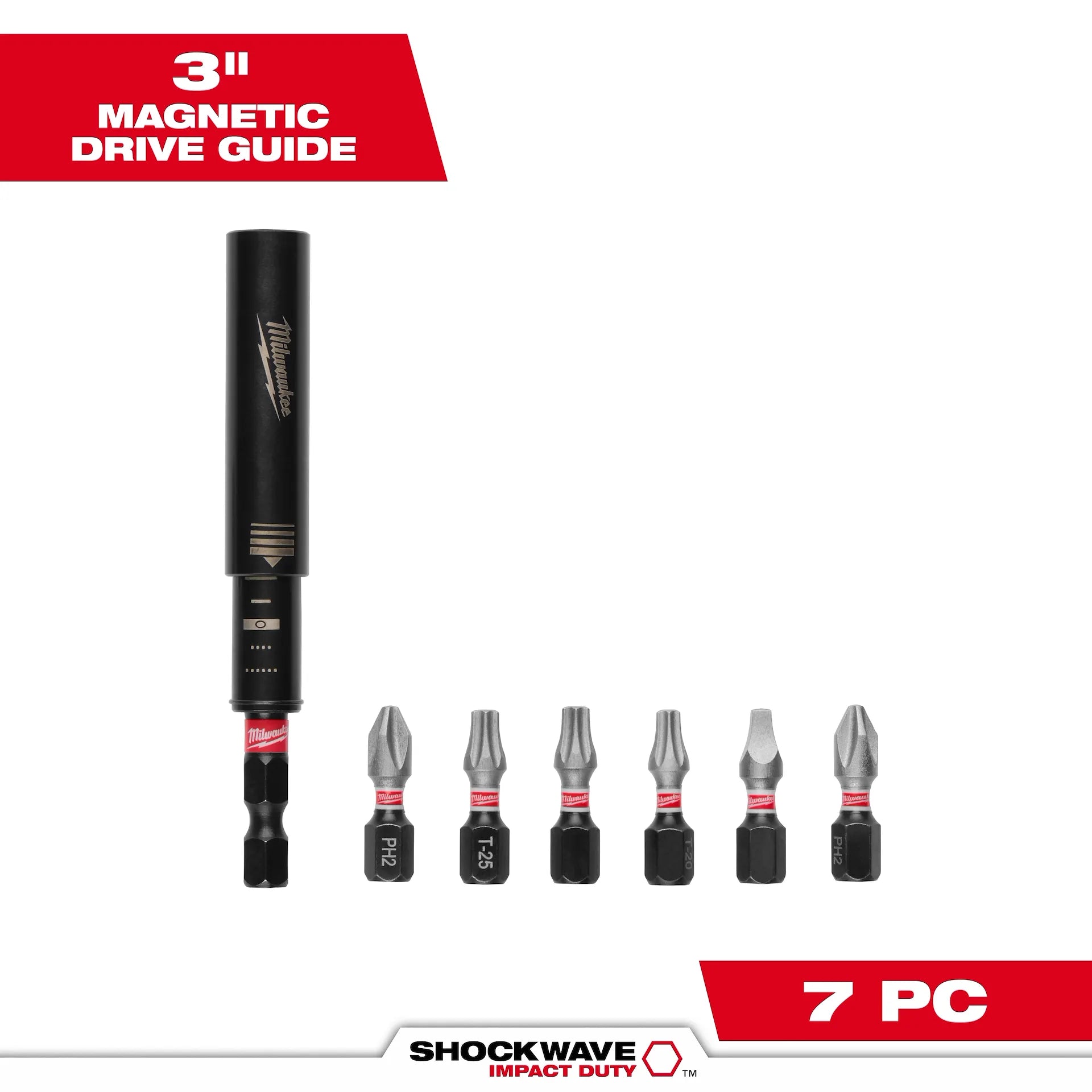 MILWAUKEE 48-32-4515 7PC SHOCKWAVE™ Impact Duty Magnetic Drive Guide Set