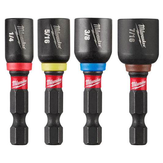 MILWAUKEE 49-66-4562 SHOCKWAVE 1-7/8" MAG NUTDRVR SET (1/4", 5/16", 3/8", 7/16")