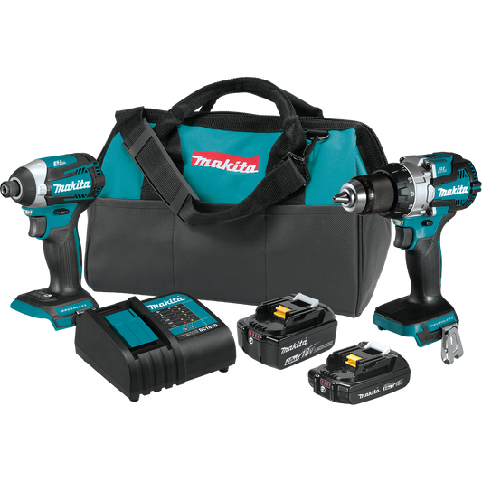 MAKITA XT296SMR 18V LXT BRUSHLESS 2PC COMBO KIT (Hammer Drill/Impact Driver 2.0AH + 4.0AH)