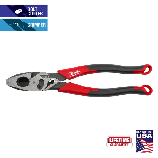 MILWAUKEE MT550C 9" Lineman's Comfort Grip Pliers w/ Crimper and Bolt Cutter (USA)