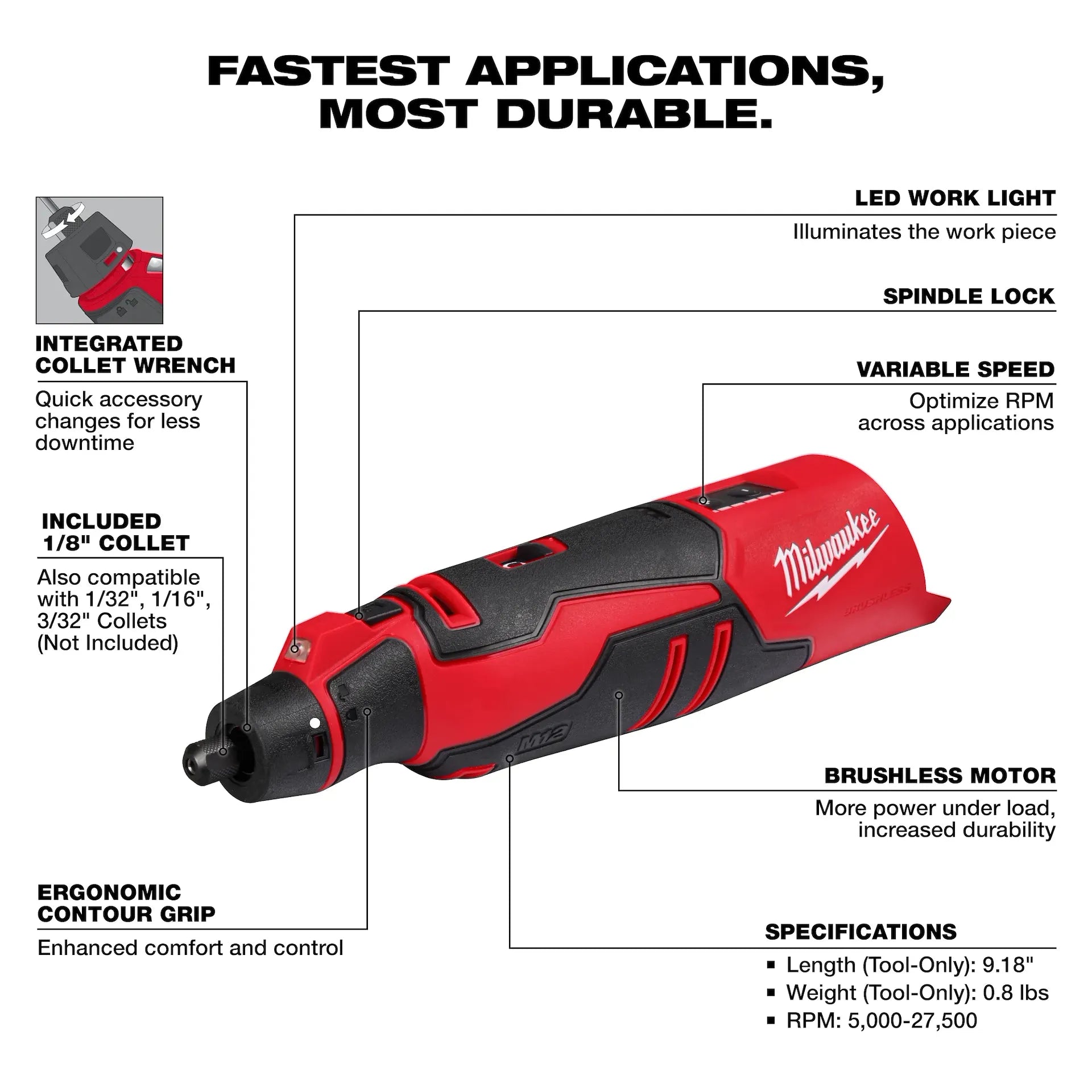 MILWAUKEE 2525-21 M12™ Brushless Rotary Tool Kit