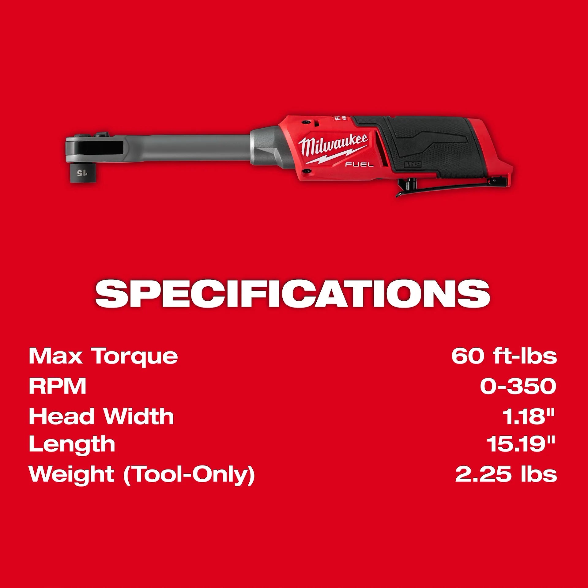 MILWAUKEE 3050-20 M12 FUEL™ INSIDER™ Extended Reach Box Ratchet (Tool Only)