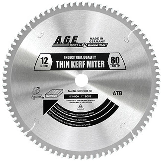 A.G.E. MD10-606 10" x 60T Thin Kerf ATB Circular Saw Blade – Finishing Cut-Off & Crosscut, 5/8" Bore