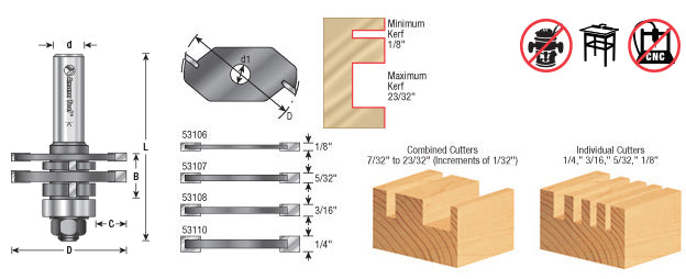 AMANA 53600 Quadraset 1-7/8 Dia x 1/8-23/32 x 1/2 Inch Shank
