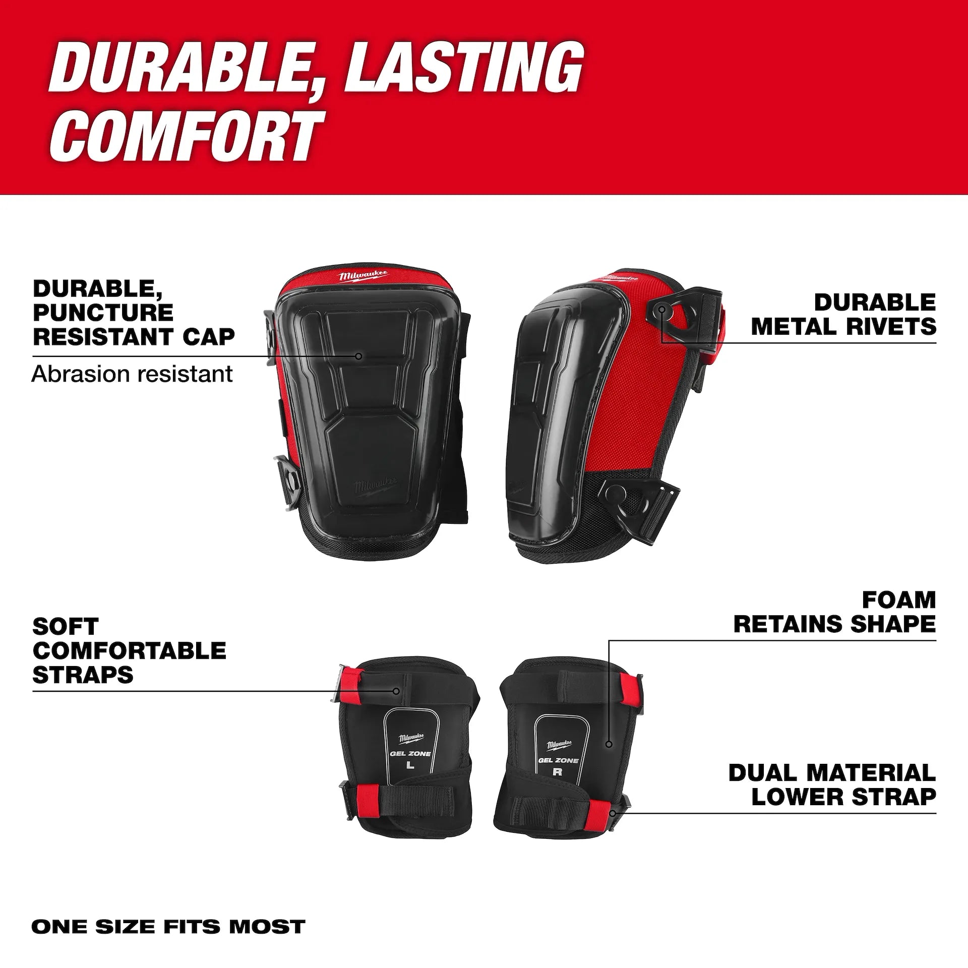 MILWAUKEE 48-73-6030 Dynamic Knee Pad with Wide Strap