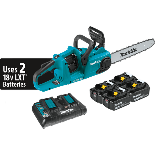 MAKITA XCU03PT1 36V (18V X2) LXT® Brushless 14" Chain Saw Kit with 4 Batteries (5.0Ah)