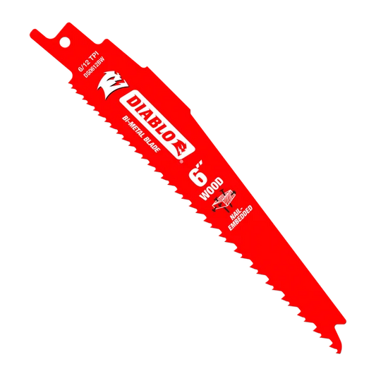 DIABLO DS0612BW25 6" 6/12TPI Bi-Metal Reciprocating Saw Blades for Nail-Embedded Wood (25-pk)