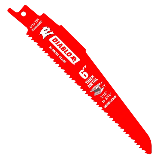 DIABLO DS0608BFD5 6" 8/10TPI Bi-Metal Reciprocating Saw Blades for Thick Metal (5-pk)