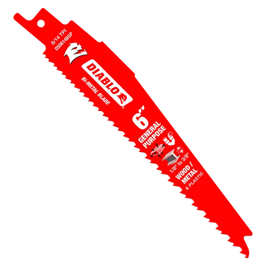DIABLO DS0614BGP5 6" 8/14TPI Bi-Metal Reciprocating Saw Blades for General Purpose Cuts (5-pk)