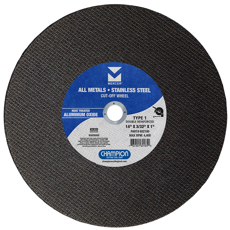 MERCER 602100 14” × 3/32” × 1” Metal Chop Saw Cut-Off Wheel – Stainless & Steel (Single Wheel)