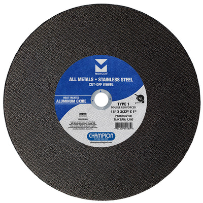 MERCER 602100 14” × 3/32” × 1” Metal Chop Saw Cut-Off Wheel – Stainless & Steel (Single Wheel)
