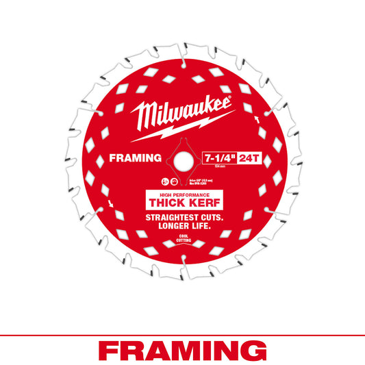 MILWAUKEE 48-41-0740 7-1/4" 24T Thick Kerf Framing Circular Saw Blade