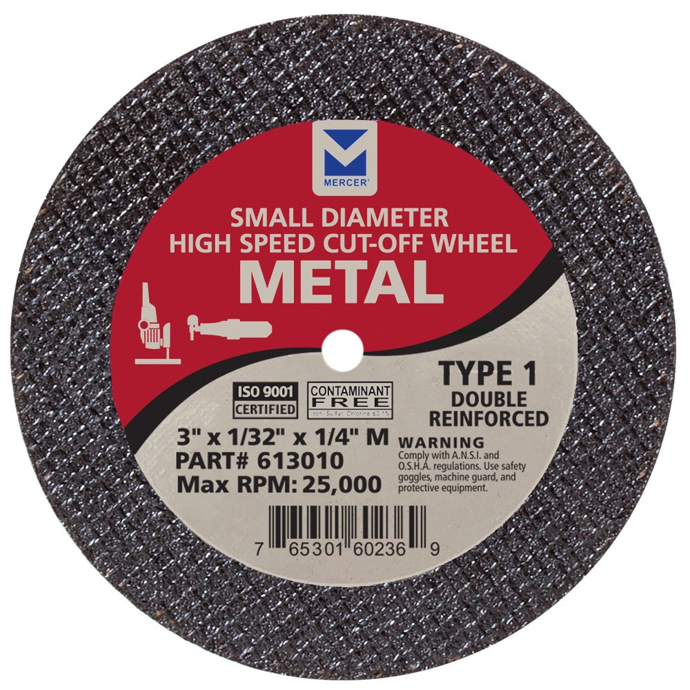 MERCER 613030 Type 1 Small Diameter High Speed Cut-Off Wheels