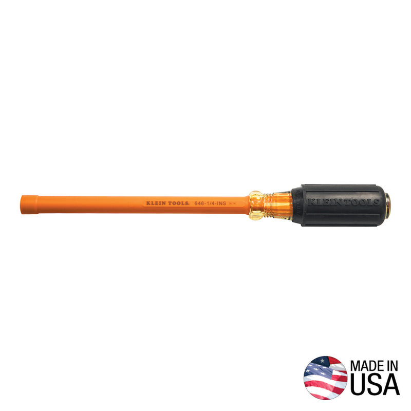 KLEIN 646-1/4-INS Insulated 1/4-Inch Nut Driver, 6-Inch Hollow Shaft