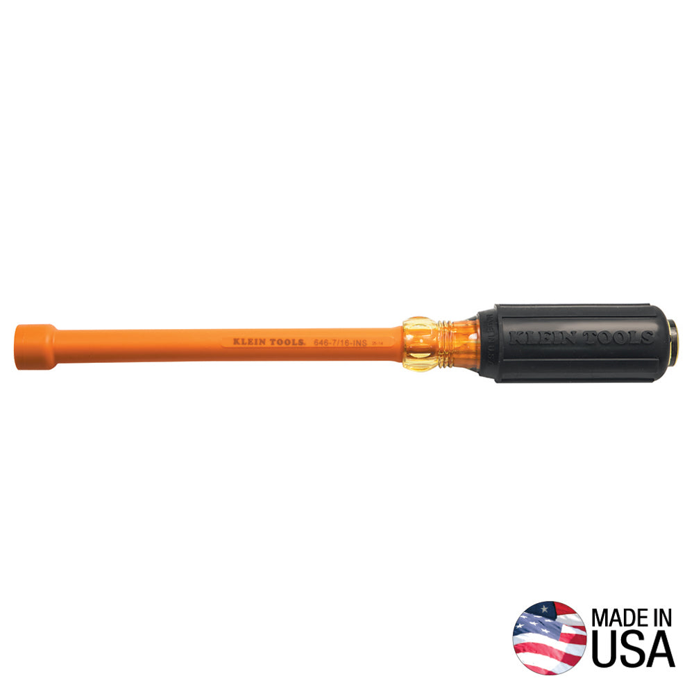KLEIN 646-7/16-INS 7/16-Inch Insulated Nut Driver 6-Inch Hollow Shaft