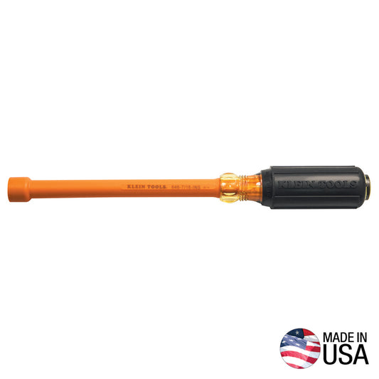 KLEIN 646-7/16-INS 7/16-Inch Insulated Nut Driver 6-Inch Hollow Shaft