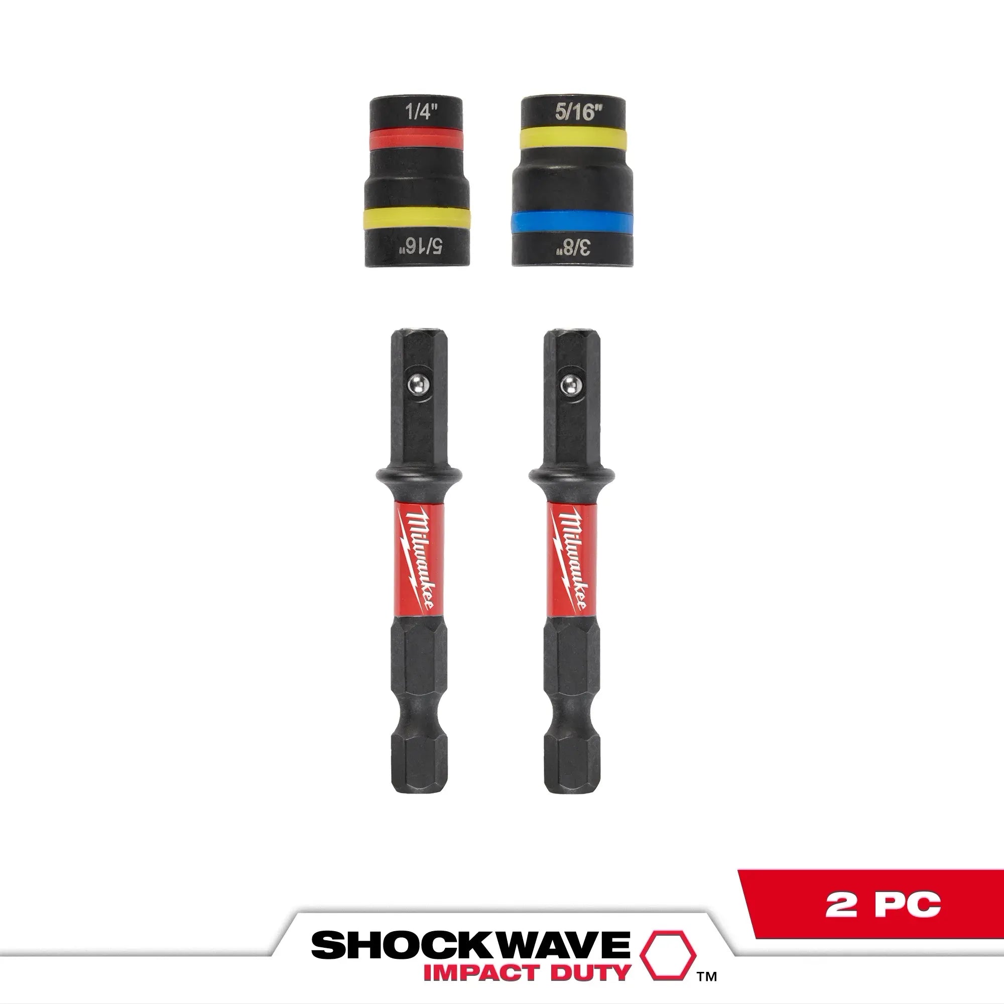 MILWAUKEE 49-66-4565 SHOCKWAVE IMPACT DUTY QUIK-CLEAR 2-IN-1 MAGNETIC NUT DRIVER SET - 2PC