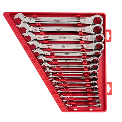 MILWAUKEE 48-22-9416 15pc Ratcheting Combination Wrench Set - SAE