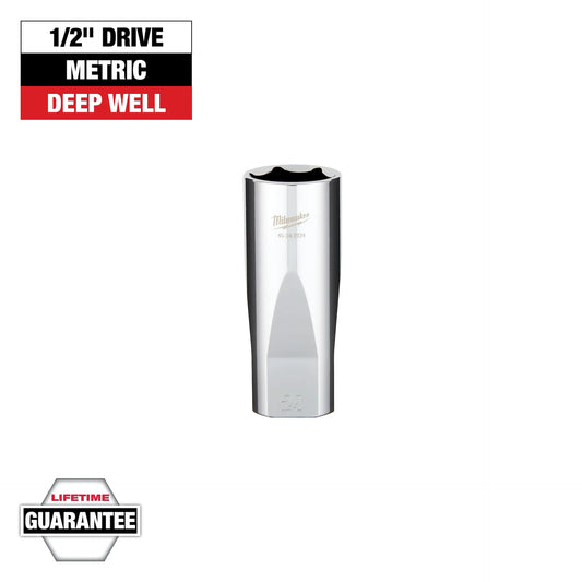 MILWAUKEE 45-34-2124 1/2" Drive Metric 6-Point 24mm Socket with FOUR FLAT™ Sides