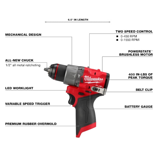 MILWAUKEE 3404-22 M12 FUEL HAMMER DRILL KIT
