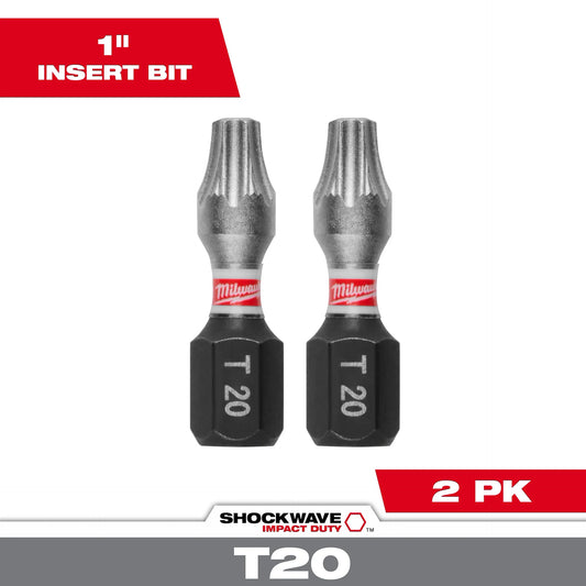 MILWAUKEE 48-32-4414 SHOCKWAVE™ Impact Duty 1" TORX® T20 Insert Bits (2 PK)