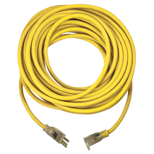 VOLTECT 05-00365 12/3 SJTW Yellow Extension Cords with Lighted End - 50'