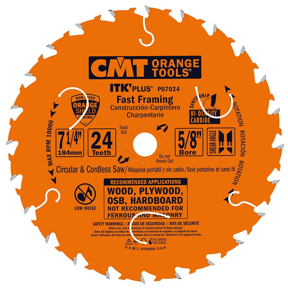 CMT P07024-X10 Contractor ITK Plus Fast Framing Saw Blade 10-Pack – 7-1/4