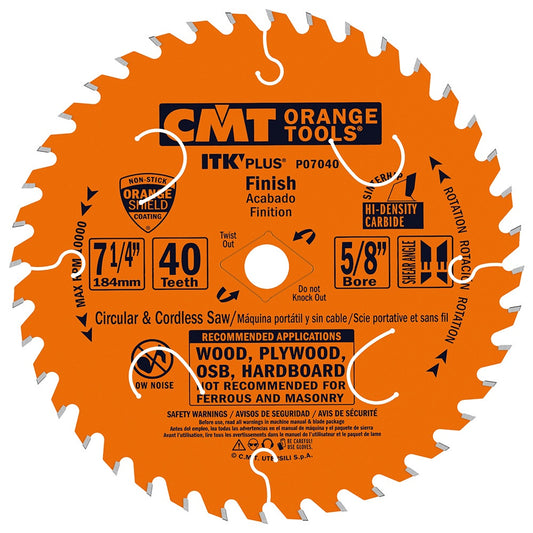 CMT P07040-X10 ITK-PLUS FINISH 7-1/4" x 5/8"  T=40 ATB+SHEAR, 10PK