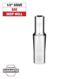 MILWAUKEE 45-34-2100 1/2" Drive SAE 6-Point 3/8" Deep Socket with FOUR FLAT™ Sides