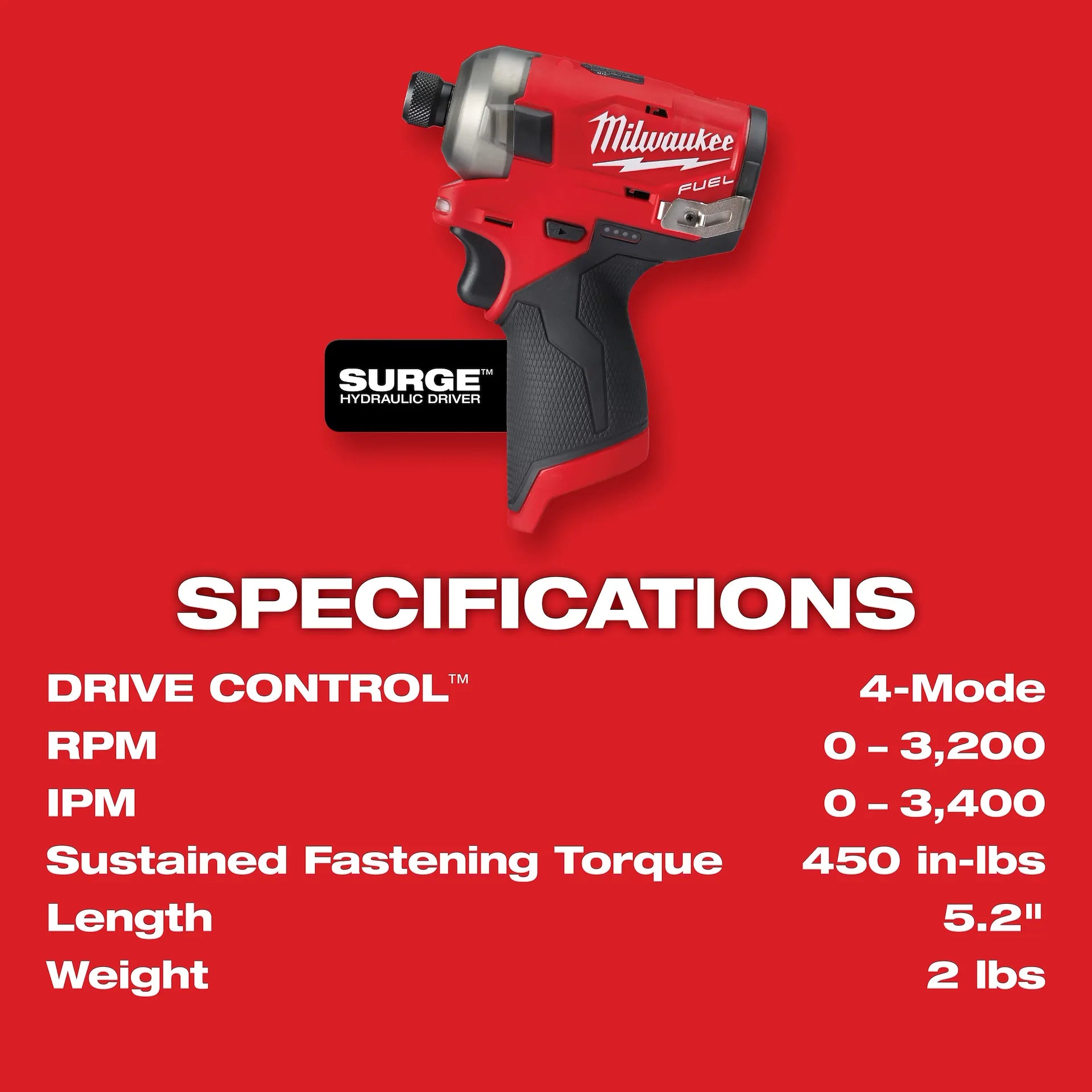 MILWAUKEE 2551-20 M12 FUEL™ SURGE™ 1/4
