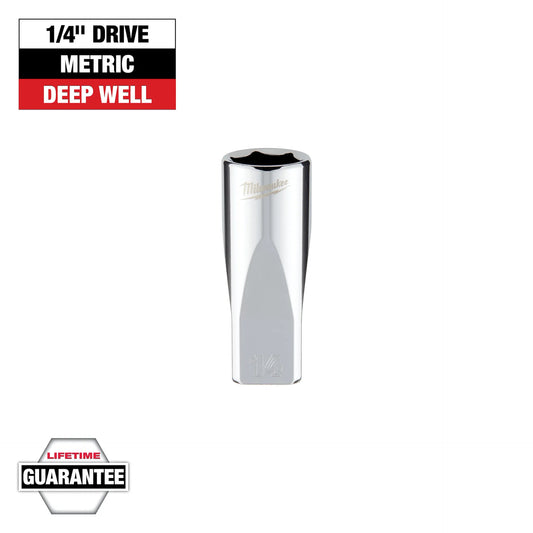 MILWAUKEE 45-34-9052 1/4" Drive 14mm Metric Deep Socket with FOUR FLAT™ Sides