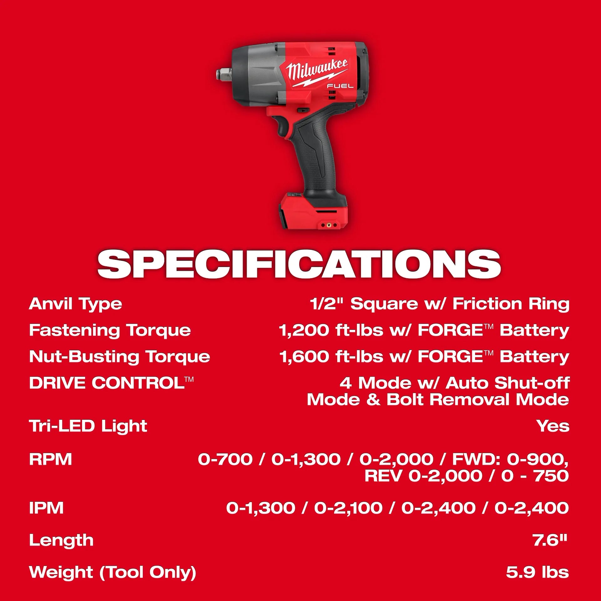 MILWAUKEE 2967-20 M18 FUEL™ 1/2
