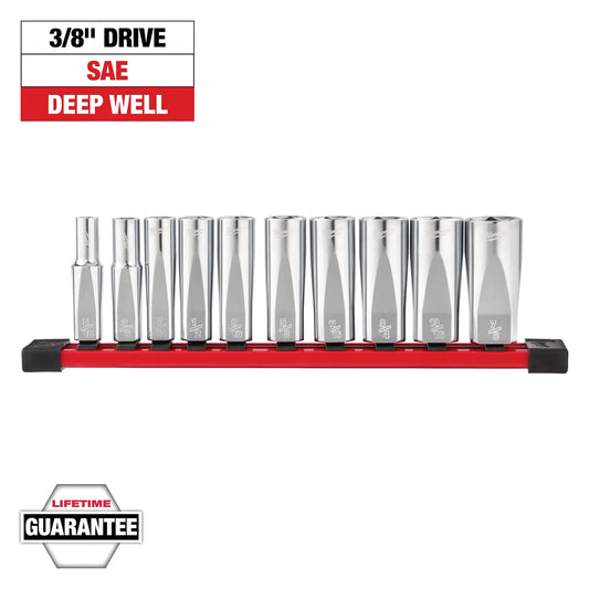 MILWAUKEE 48-22-9405 10pc 3/8" SAE Deep Well Sockets with FOUR FLAT™ Sides