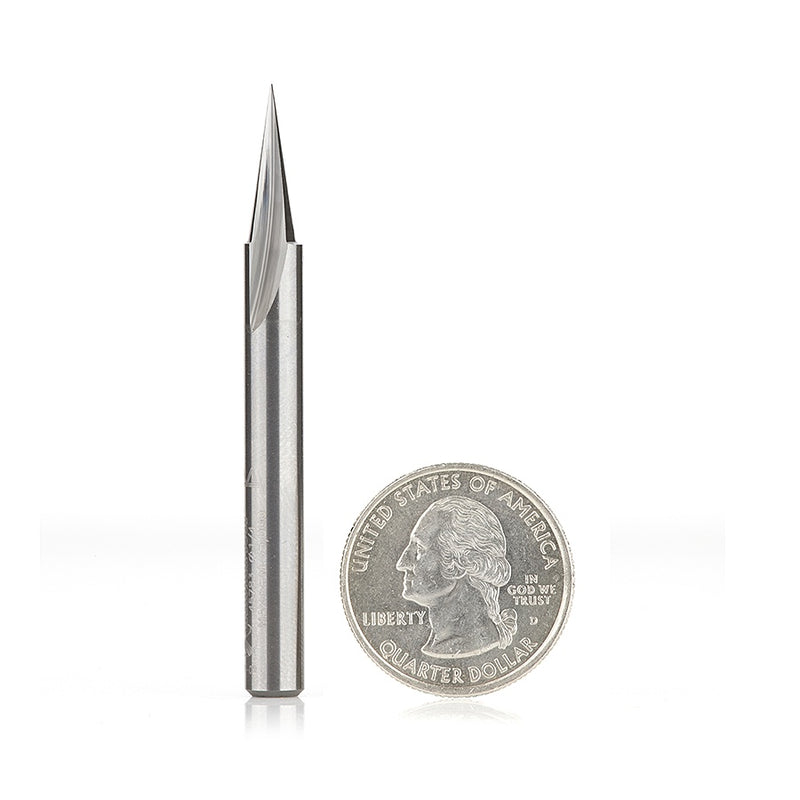 AMANA 45783 Solid Carbide Carving Liner 18 Deg x 1/4 Dia x 5/8 x 1/4 Inch Shank x 1-Flute